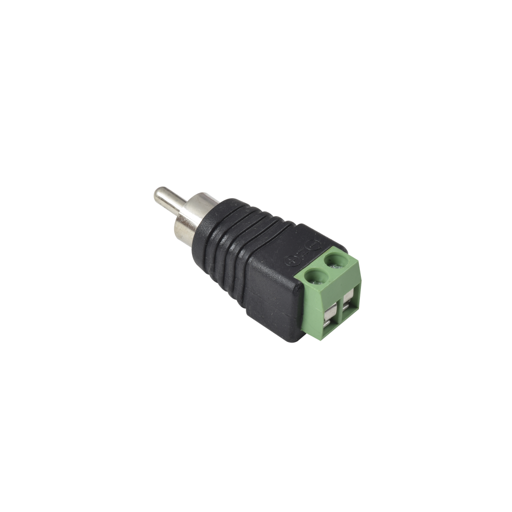 Adaptador RCA Macho Tipo Jack Polarizado / Terminales Tipo Tornillo / Polarizado (+/-) / Recomendado para Video y Audio en Sistemas de Video Vigilancia a 2 Hilos