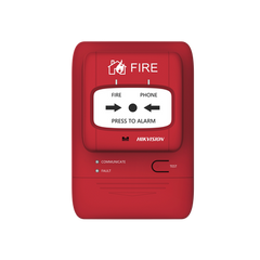 (HikFire) Botón Manual de Alarma contra Incendios / Comunicación LoRa / Indicador Multicolor / Reseteo con Llave / Instalación en Pared