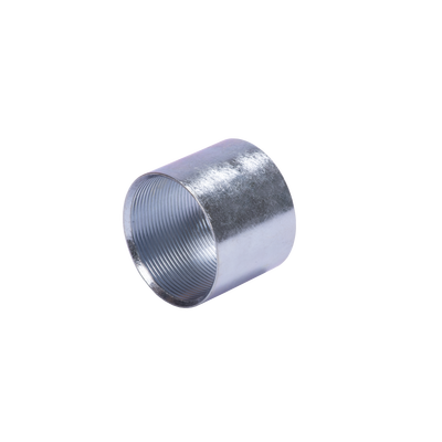 Cople 1 1/2" (38mm) pared gruesa con rosca galvanizado etiqueta amarilla