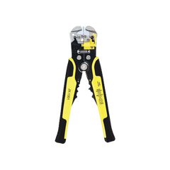 Pinza multifuncional Pelacables, con terminal de pestaña, prensado automático de color amarillo.
