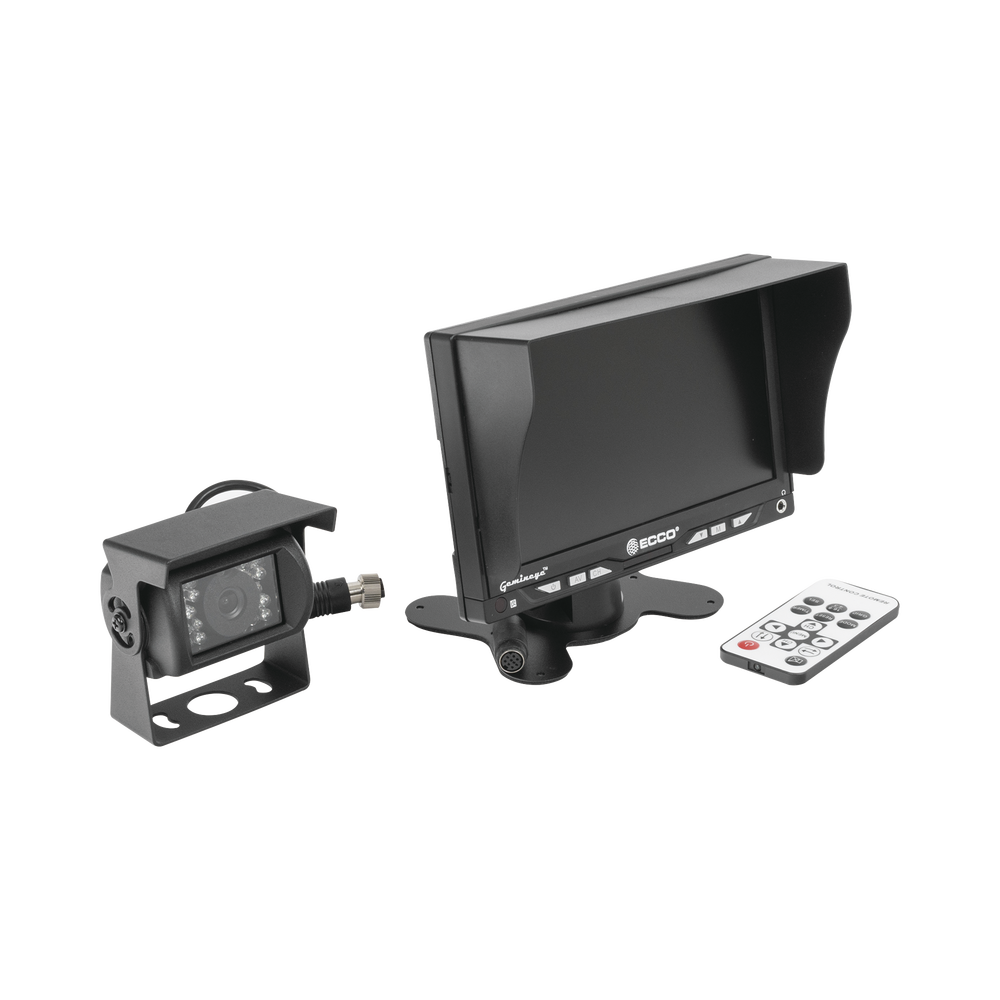 Sistema Profesional Alámbrico  de Cámara de Reversa y Monitor para Vehículos de Trabajo y Montacargas