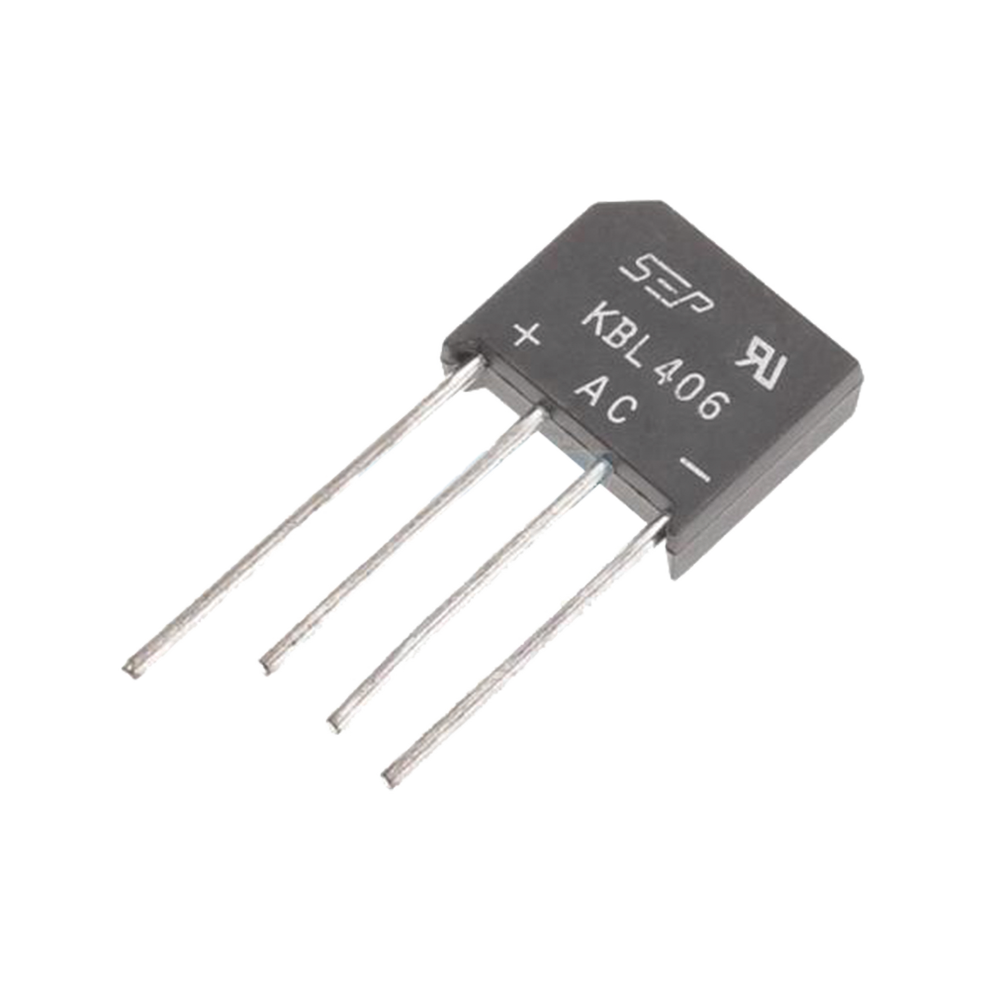 Puente Rectificador de Silicio, 4 Amp. 600 Volt, Fase Sencilla, Encapsulado KBL.