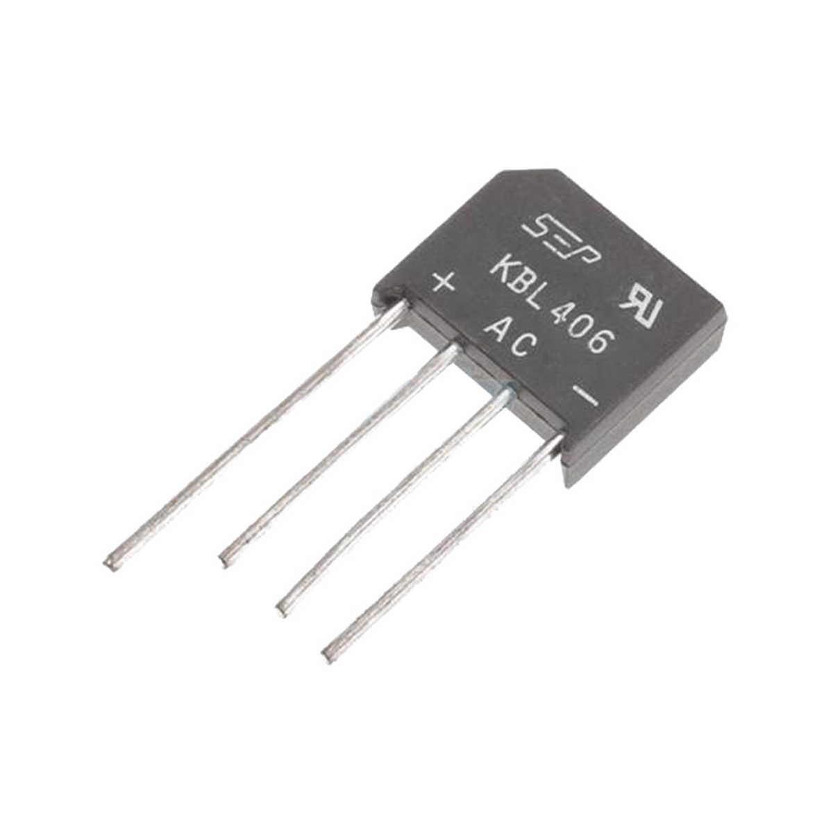 Puente Rectificador de Silicio, 4 Amp. 600 Volt, Fase Sencilla, Encapsulado KBL.