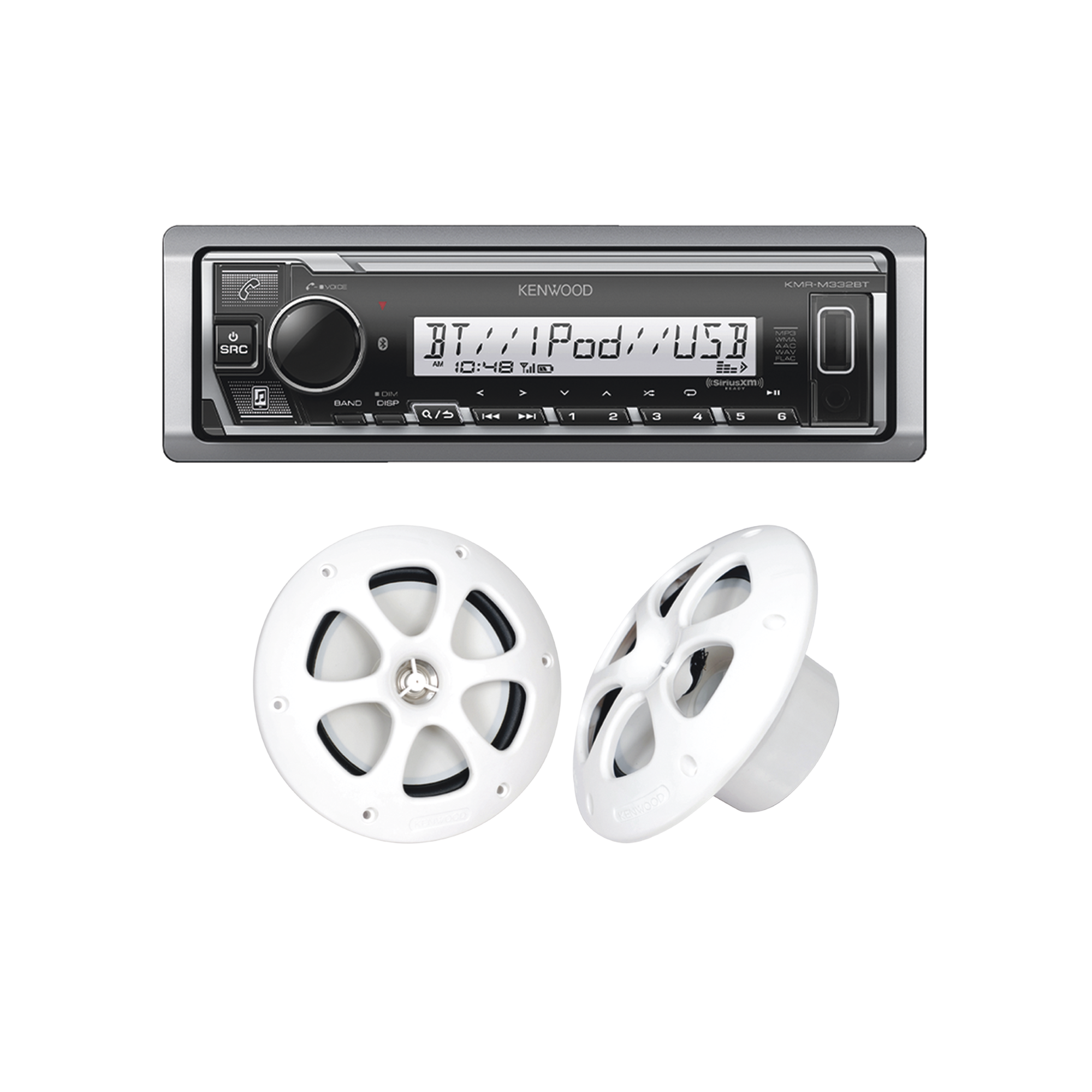Kit de estéreo con Bluetooth KMR-M332BT |  más Par de bocinas KFC-1613MRW
