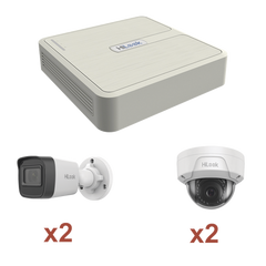 Kit IP 1080p (2 Megapixel) / NVR de 4 Canales con 4 Puertos PoE / 2 Cámaras IP Bala para Exterior / 2 Cámaras IP Domo para Exterior
