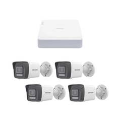 Kit IP 1080p (2 Megapixel) / NVR de 4 Canales con 4 Puertos PoE / 4 Cámaras IP Bala ColorVu Lite y ACUSENSE Lite / Micrófono Integrado