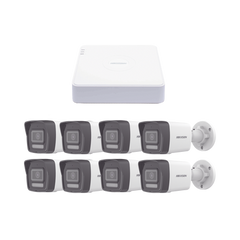 Kit IP 1080p (2 Megapixel) / NVR de 8 Canales con 8 Puertos PoE / 8 Cámaras IP Bala ColorVu Lite y ACUSENSE Lite / Micrófono Integrado