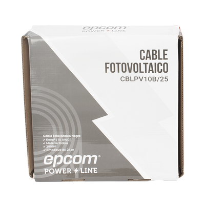 Kit de 2 rollos de 25 metros de cable fotovoltaico de cobre, rojo y negro, calibre 10 AWG (6mm²), Tipo PV,  1000/2000 V y 120°C.