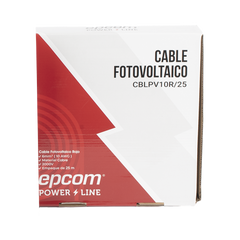 Kit de 2 rollos de 25 metros de cable fotovoltaico de cobre, rojo y negro, calibre 10 AWG (6mm²), Tipo PV,  1000/2000 V y 120°C.