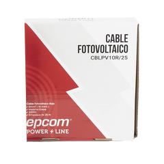 Kit de 2 rollos de 25 metros de cable fotovoltaico de cobre, rojo y negro, calibre 10 AWG (6mm²), Tipo PV,  1000/2000 V y 120°C.