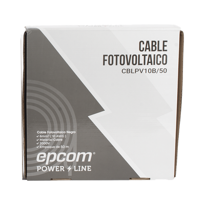 Kit de 2 rollos de 50 metros de cable fotovoltaico de cobre, rojo y negro, calibre 10 AWG (6mm²), Tipo PV,  1000/2000 V y 120°C.