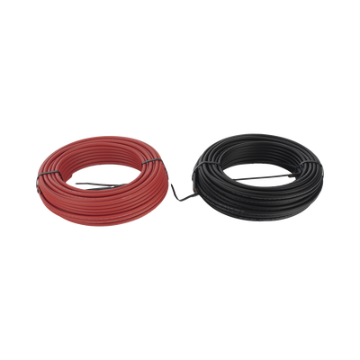 Kit de 2 rollos de 50 metros de cable fotovoltaico de cobre, rojo y negro, calibre 10 AWG (6mm²), Tipo PV,  1000/2000 V y 120°C.