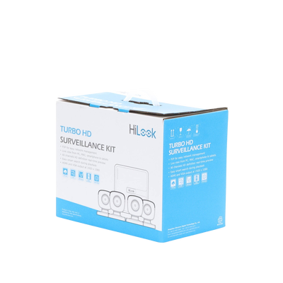 Kit TurboHD 720p / DVR 4 canales / 4 Cámaras Bala de Metal / 4 Cables 18 Mts / H.265+ / 1 Fuente de Poder Profesional / Accesorios de Instalación