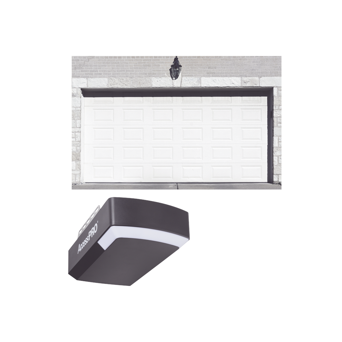 KIT COMPLETO Puerta D/ Garage 18x8 Pies / Cuadro Corto / Color blanco / Insulada / Incluye Motor FS1000APPRT / 1/2HP / Fuerte/Silencioso/Luz LED/Motor DC .