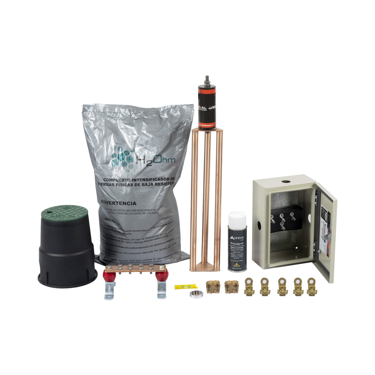 Kit de tierra Física Modelo TG45K con Electrodo Magnetoactivo 50 x 11.5 cm, Capacidad Max: 45 AMP