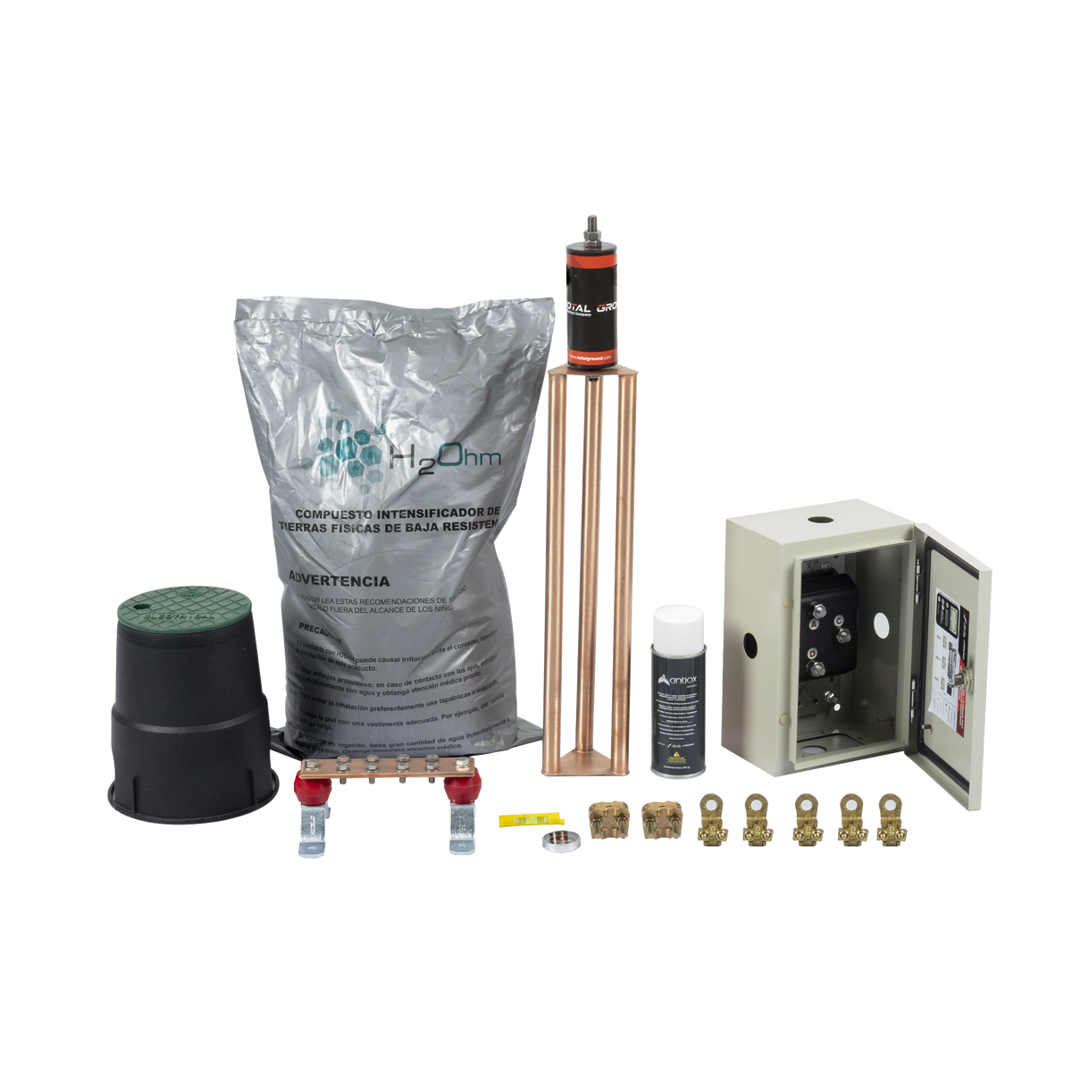 Kit de tierra física modelo TG70K con Electrodo Magnetoactivo y Accesorios de Instalación, capacidad: 70 AMP