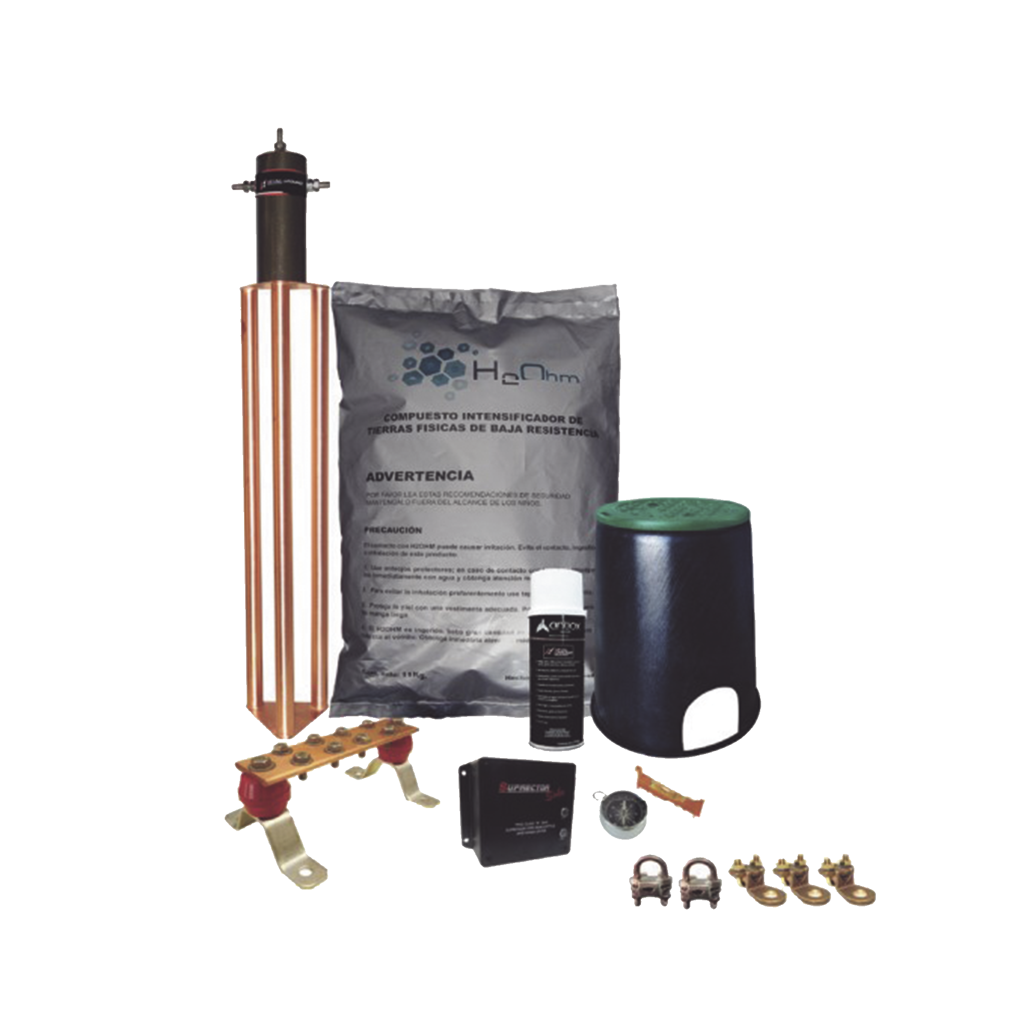Kit de Tierra Física con Electrodo Magnetoactivo de 45 AMP Y Supresor de Picos SOHO