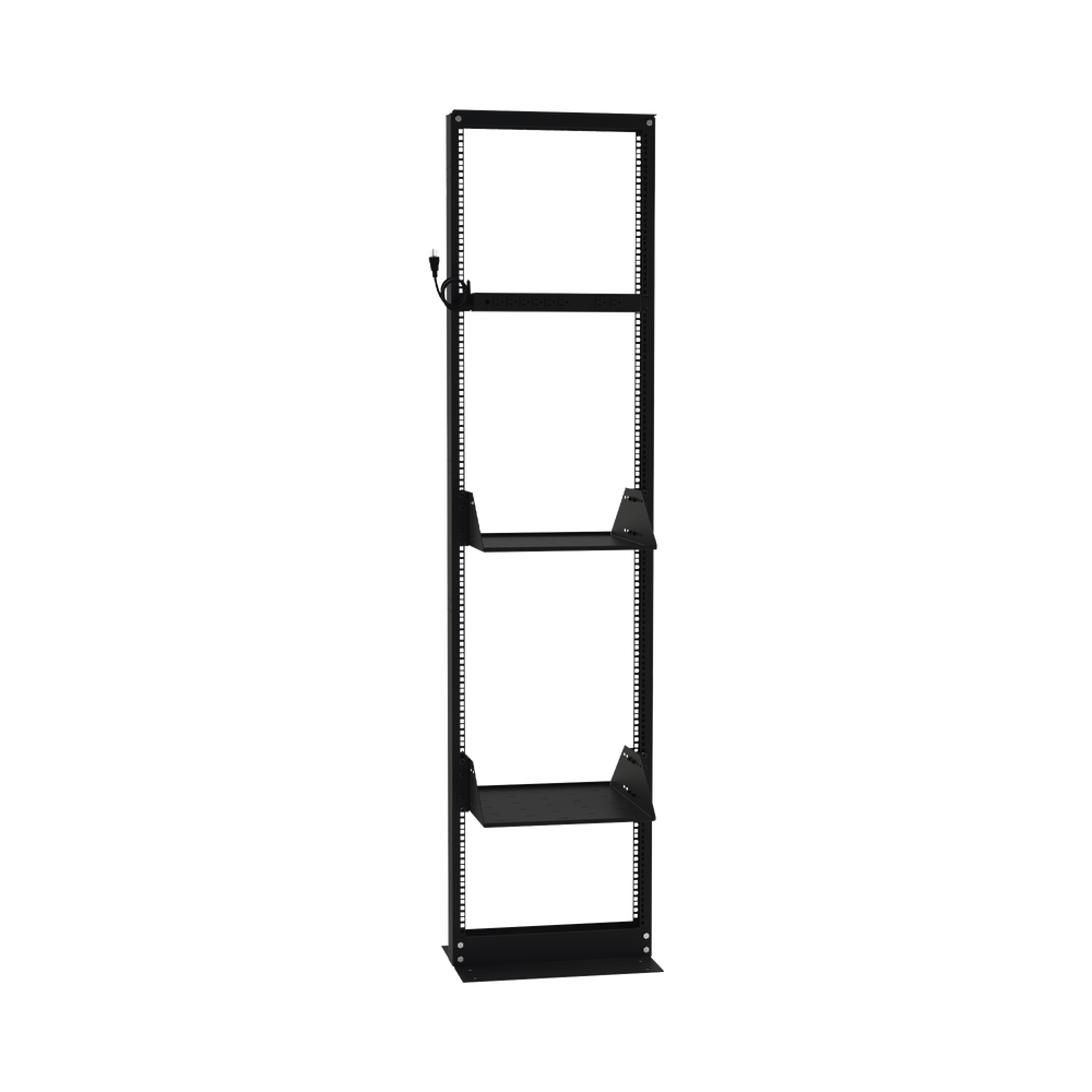 Kit de Rack Estándar 19", 45 UR con 2 Charolas  y PDU (8 tomas). Ideal para UPS y Servidores tipo Torre.