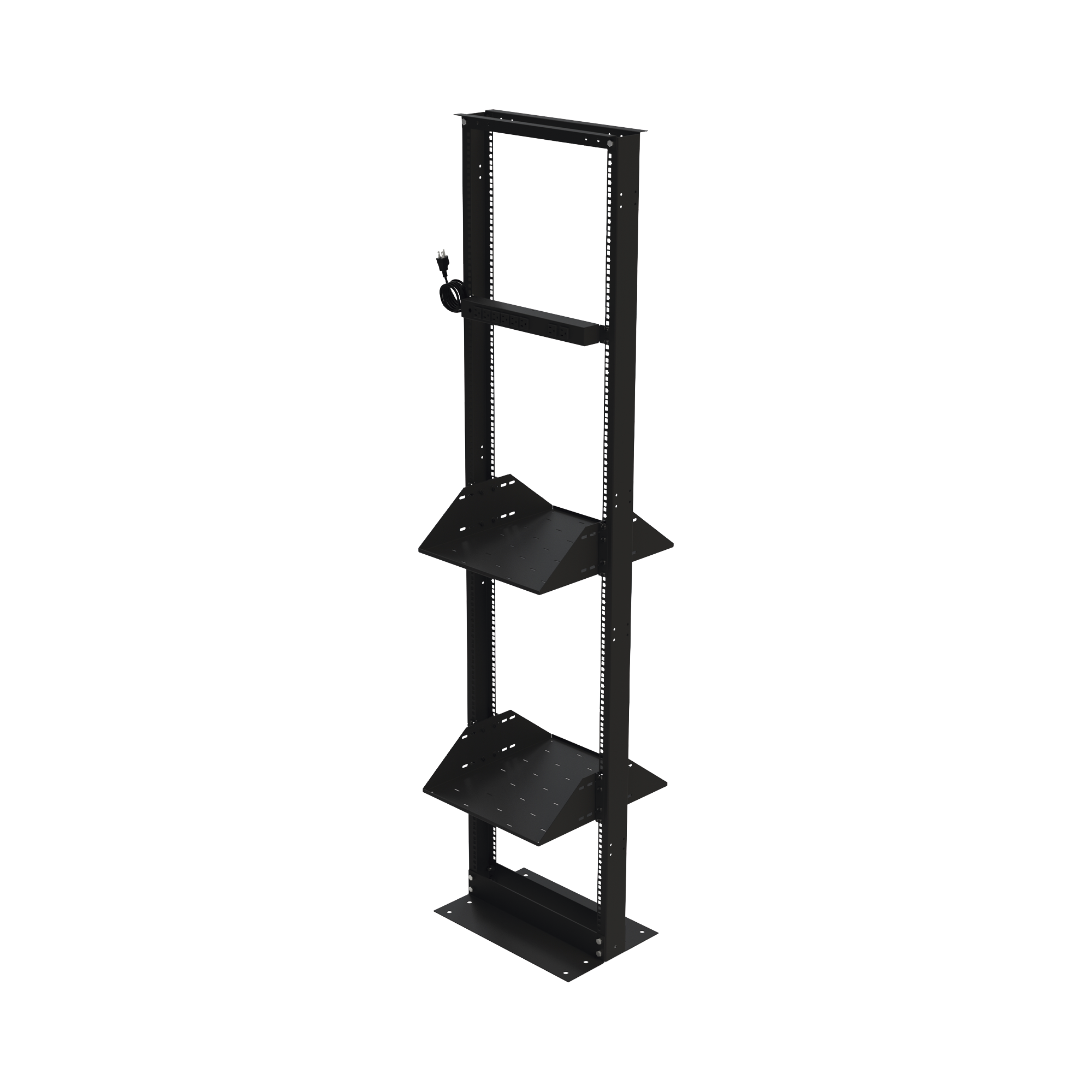 Kit de Rack Estándar 19", 45 UR con 2 Charolas  y PDU (8 tomas). Ideal para UPS y Servidores tipo Torre.