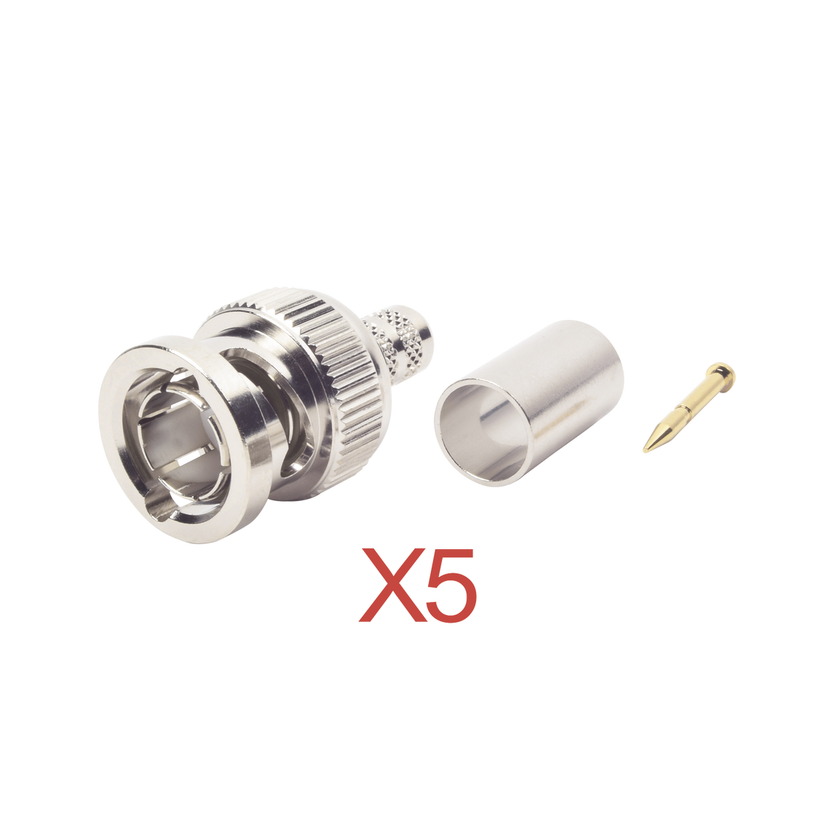 Kit de 5 Conectores BNC Macho RFB-1707-D de Anillo Plegable / RG-59, 75 Ohm.