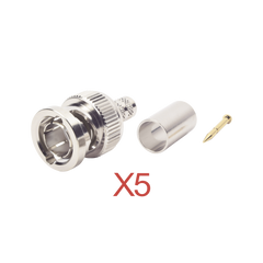 Kit de 5 Conectores BNC Macho RFB-1707-D de Anillo Plegable / RG-59, 75 Ohm.