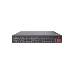 Kit de TRANSCEPTOR ACTIVO DE 16 Canales / VIDEO+PODER en un solo Cable UTP / 150m en 4K, 200m en 5 MP/ Envía 36 Vcc y recibe 12 Vcc / TODO INCLUIDO PARA RACK / Compatible con cámaras HD-TVI/CVI/AHD/CVBS / Instalación Limpia