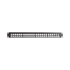 Patch Panel UTP Keystone de 24 Puertos Modular (Vacío), Plano, 1UR, Compatible con Jacks Keystone UTP Z-MAX y MAX