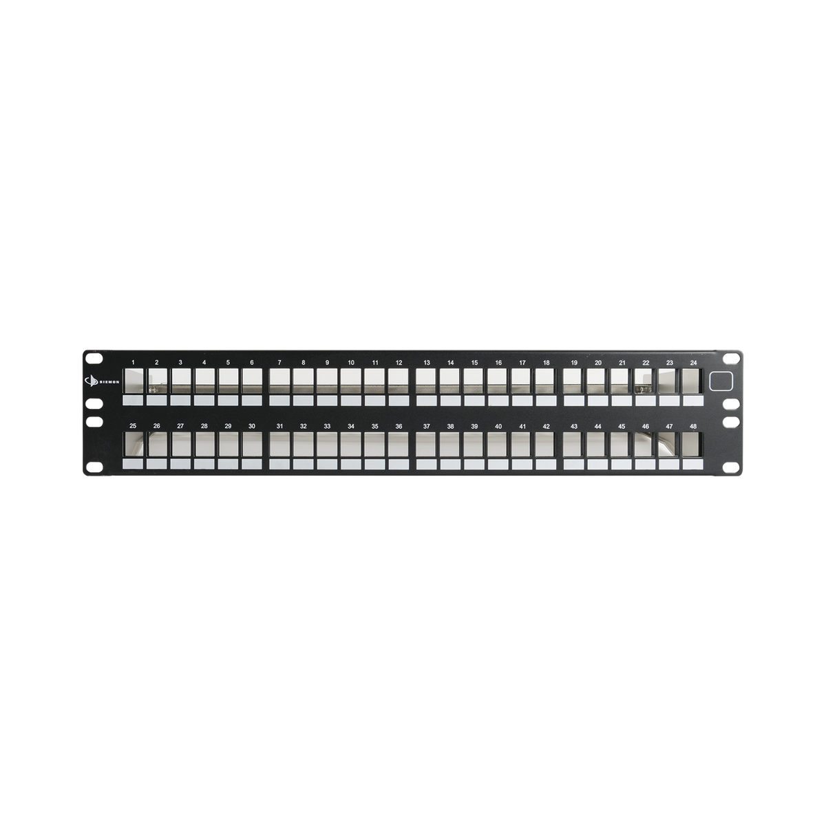 Patch Panel UTP Keystone de 48 Puertos Modular (Vacío), Plano, 2UR, Compatible con Jacks Keystone UTP Z-MAX y MAX