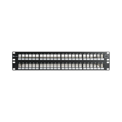 Patch Panel UTP Keystone de 48 Puertos Modular (Vacío), Plano, 2UR, Compatible con Jacks Keystone UTP Z-MAX y MAX