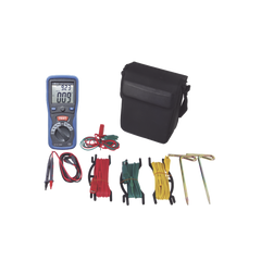 KIT de Medidor de Resistencia a Tierra Digital ( Terrómetro ), a 3 hilos  CAT III / 1000 V.