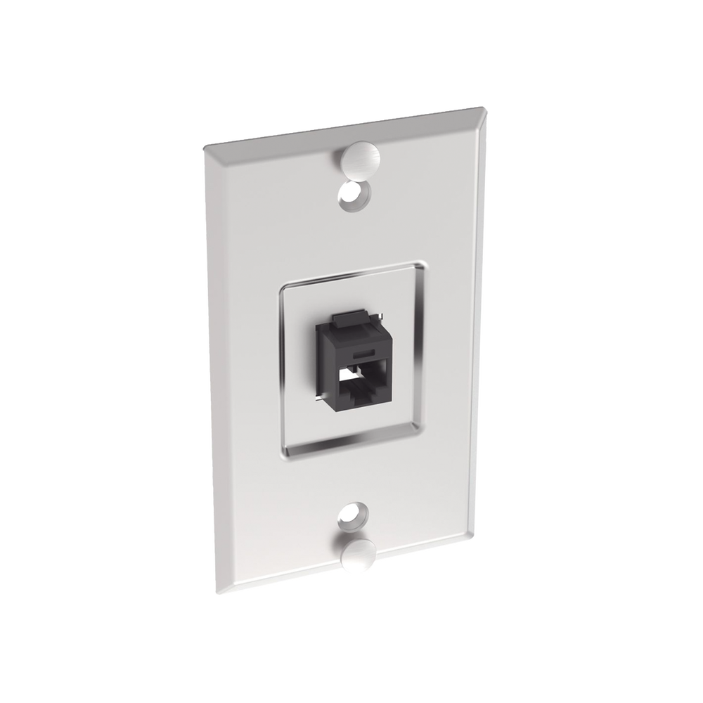 Placa de Pared Telefónica, Salida de 1 Puerto Keystone, con Jack Cat6 Estilo 110 de Impacto, de Acero Inoxidable