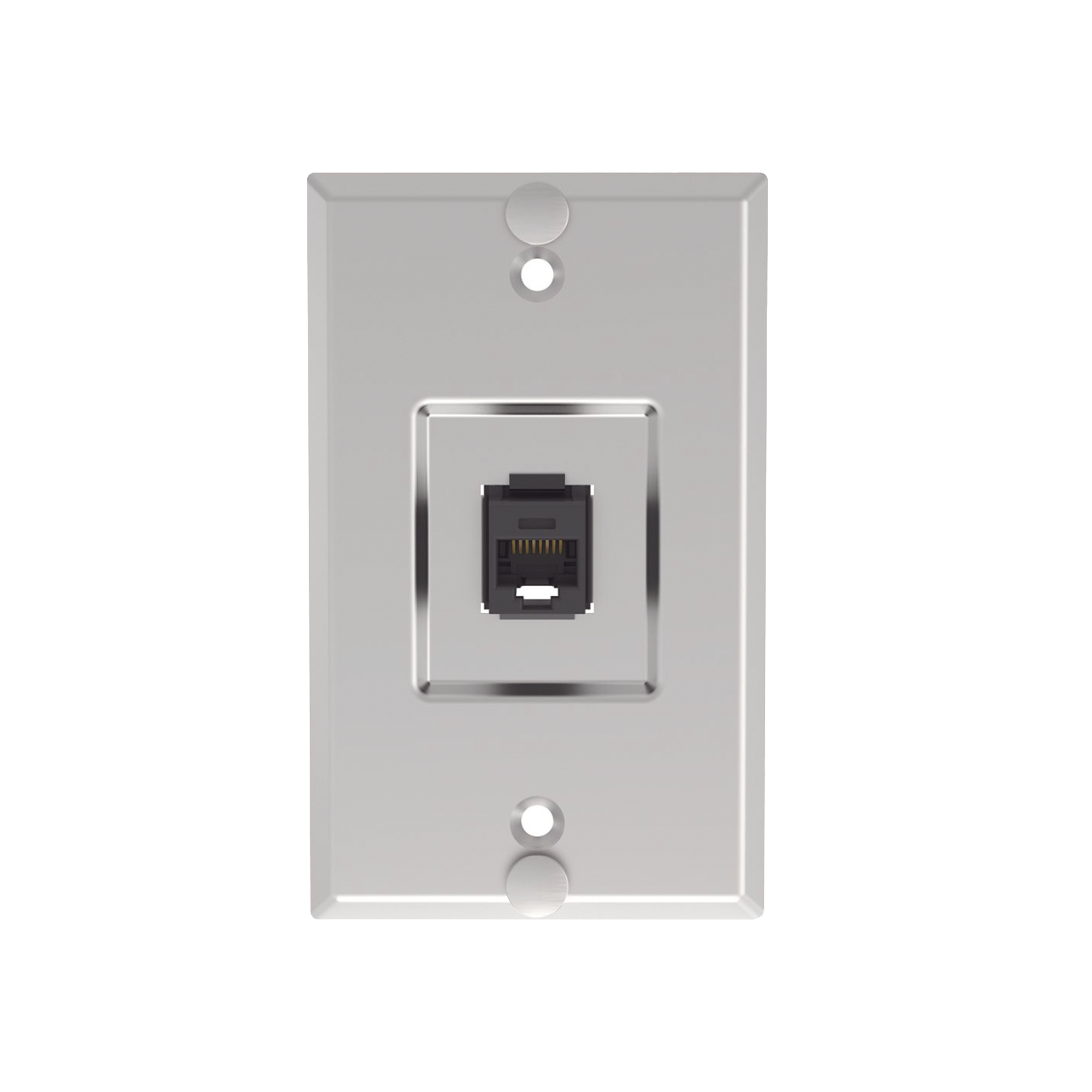 Placa de Pared Telefónica, Salida de 1 Puerto Keystone, con Jack Cat6 Estilo 110 de Impacto, de Acero Inoxidable