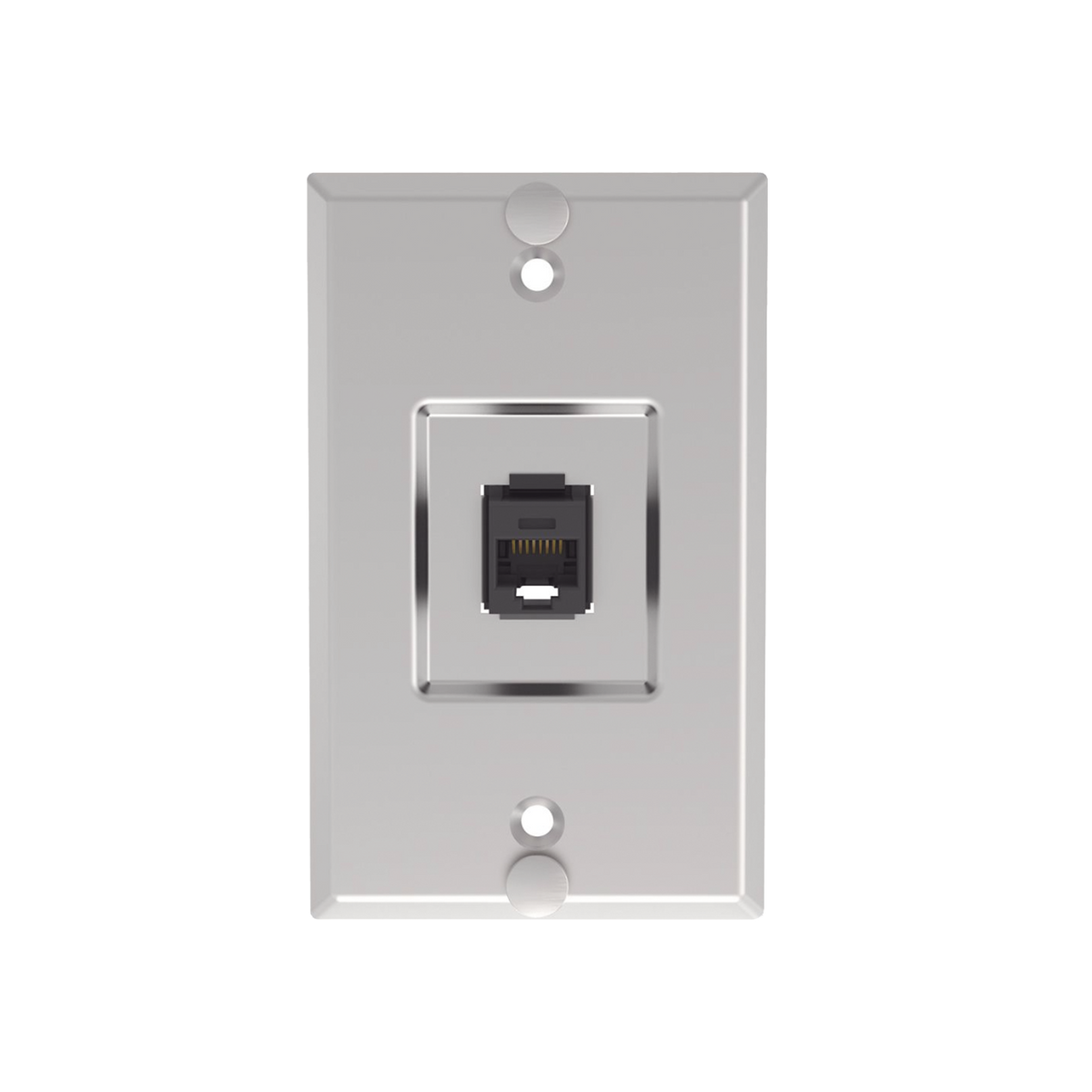 Placa de Pared Telefónica, Salida de 1 Puerto Keystone, con Jack Cat6 Estilo 110 de Impacto, de Acero Inoxidable