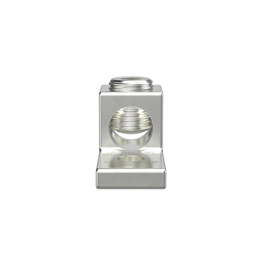 Terminal tipo Lengüeta Recta de Aluminio con Agujero 1/4", y Barril para Cable #14 - 2/0 AWG