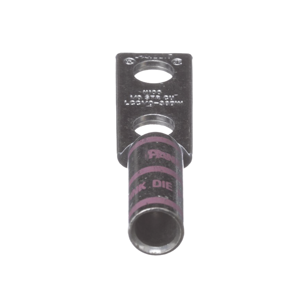 Zapata de compresión LCC1/0-38DW-X para cal. 1/0 Awg, Doble barreno para tornillo prisionero de 3/8, 1 Pz