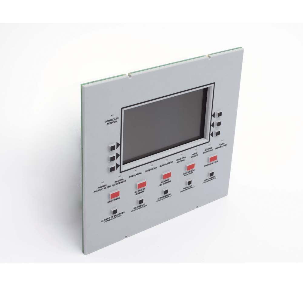 Anunciador remoto LCD retroiluminado en español con 160 caracteres visibles, teclado de goma y puerto RDP para panel NFS2-3030-SP y NCA-2