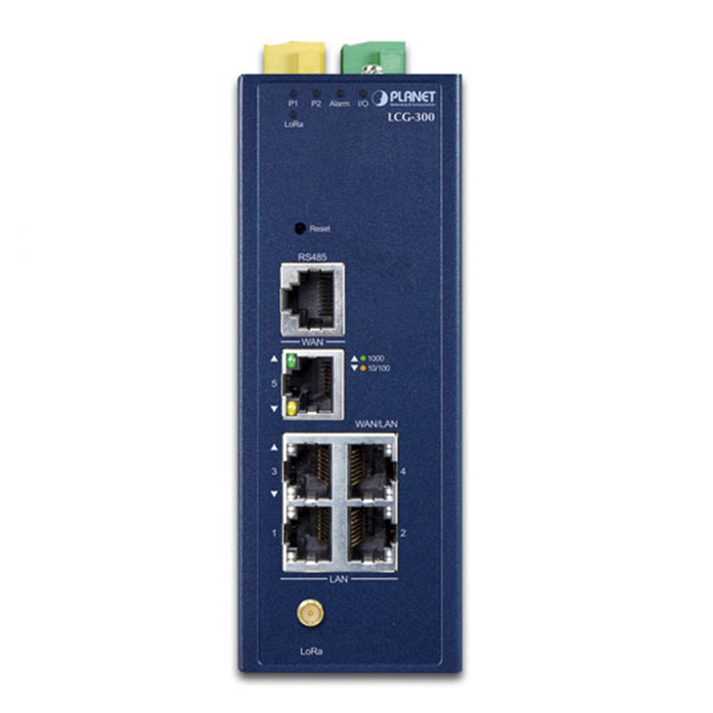(LoRa) Gateway Industrial LoRaWAN con 5 puertos 10/100/1000T, Banda de 902 a 928 MHz,  Con 2 Entradas y Salidas Digitales