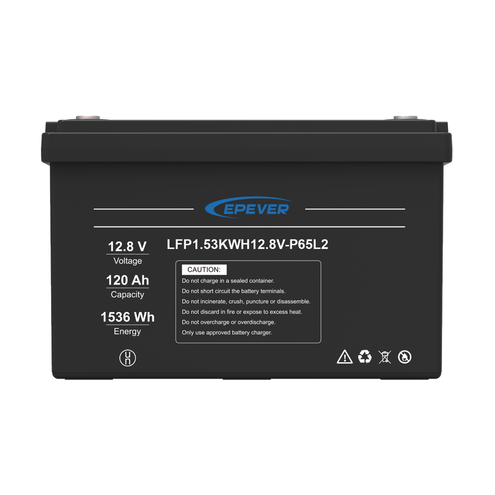 Batería de Litio LiFePO4 Ciclo Profundo 12.8Vcc, 120 Ah, 1.53Kwh, para Exterior, Libre de Mantenimiento