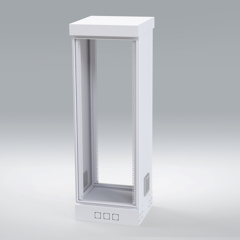 Gabinete para Piso, Capacidad, 31 Unidades de Rack, Doble puerta y Postes frontales e intermedios ajustables, Color Blanco, Se envía el Gabinete Armado.
