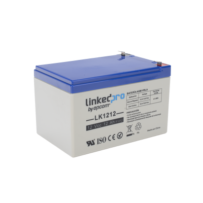 Batería 12 V / 12 Ah / UL / Tecnología AGM / Vida útil promedio de 5 años / Uso en equipo electrónico / Intrusión / Incendio/ Control de acceso / Video Vigilancia / Terminales F1 ( Incluye adaptador F2 )