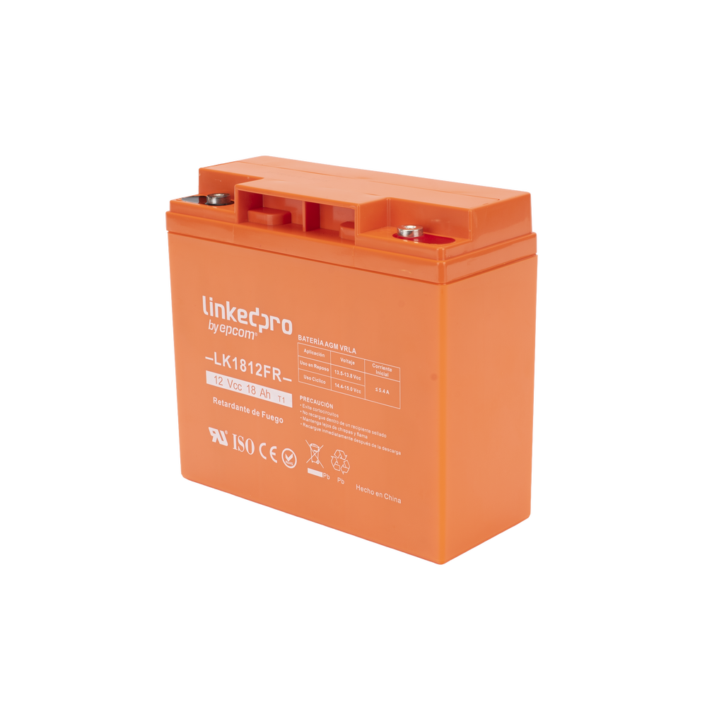 Batería de respaldo 12 V |  18 Ah | AGM | Certificada UL94-V0 Retardante a la Flama  | Especial para Seguridad Electrónica | UPS | Sistemas de Emergencia | Vida útil 5 años | Terminales T1