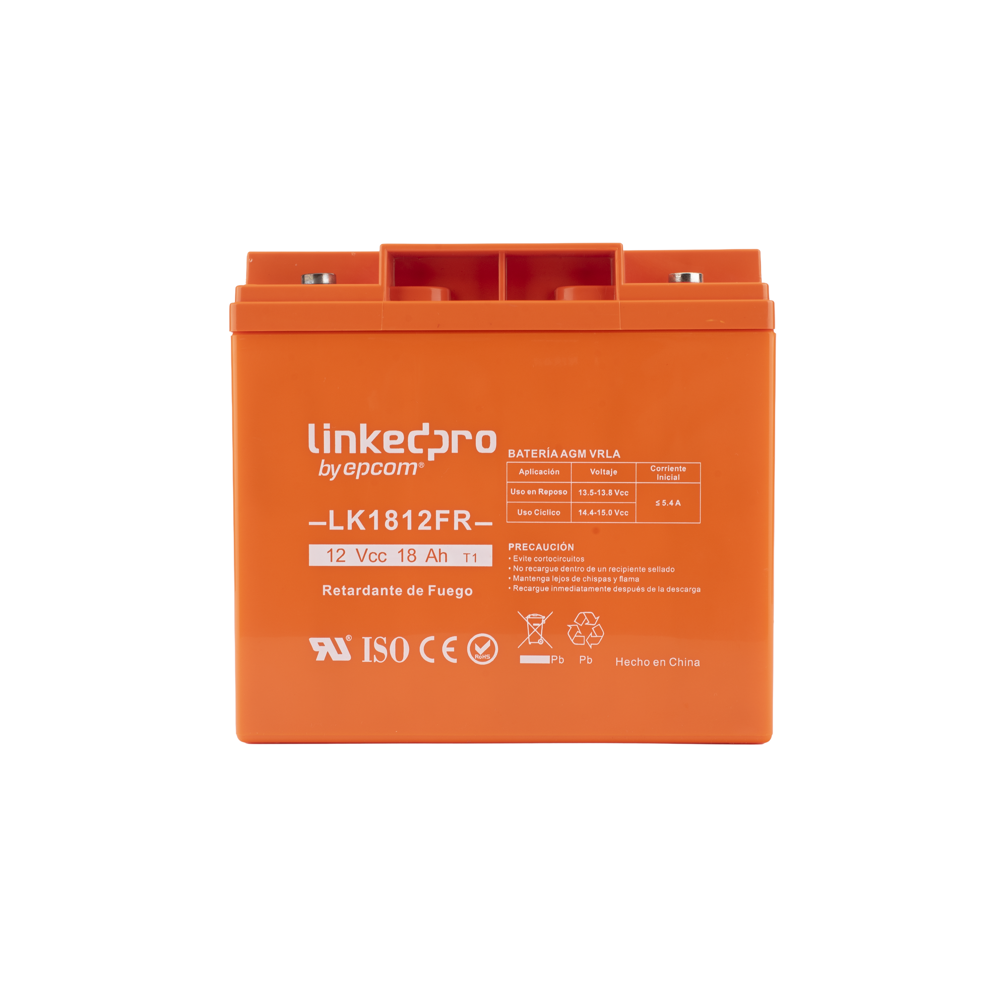 Batería de respaldo 12 V |  18 Ah | AGM | Certificada UL94-V0 Retardante a la Flama  | Especial para Seguridad Electrónica | UPS | Sistemas de Emergencia | Vida útil 5 años | Terminales T1