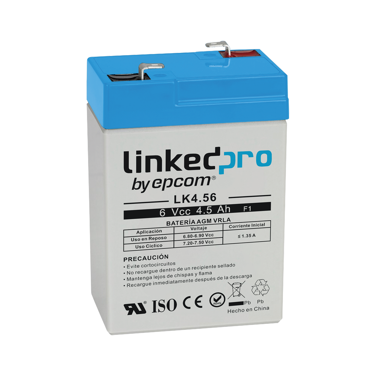 Batería de respaldo 6 V | 4.5 Ah | AGM | Especial para Seguridad Electrónica | UPS  | Sistemas de Emergencia  | Vida útil 5 años | Terminales F1  + Adaptador F2