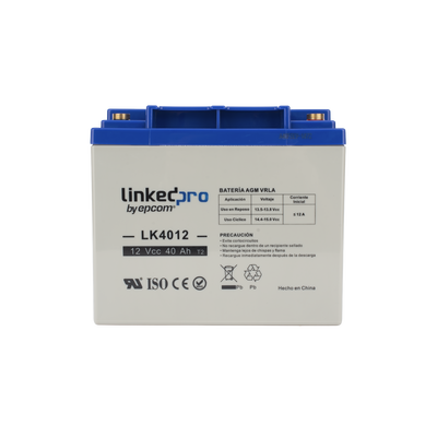 Batería 12 V / 40 Ah / UL / Tecnología AGM / Para uso en equipo electrónico, Alarmas de Intrusión / Incendio/ Control de acceso / Video Vigilancia / Terminales T2