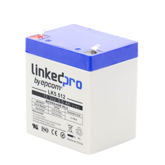 Batería 12 V / 5.5 Ah / UL / Vida útil promedio 5 años / Tecnología AGM / Para uso en equipo electrónico, Alarmas de Intrusión / Incendio/ Control de acceso / Video Vigilancia / Terminales F1 ( Incluye adaptador F