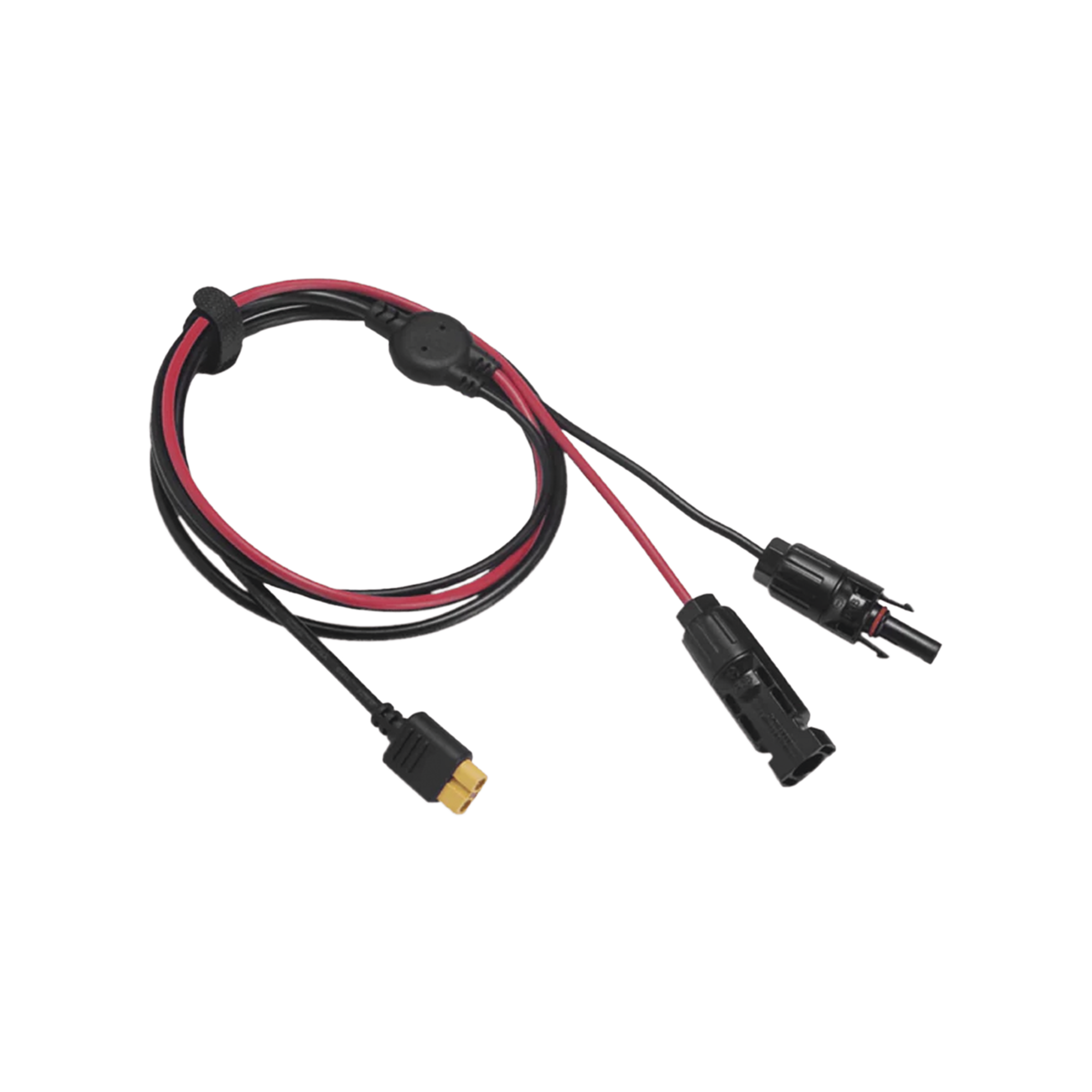 Cable 2.5 m, Negro, Calibre 12 AWG con Terminales MC4 Macho y Hebra para Terminal XT60