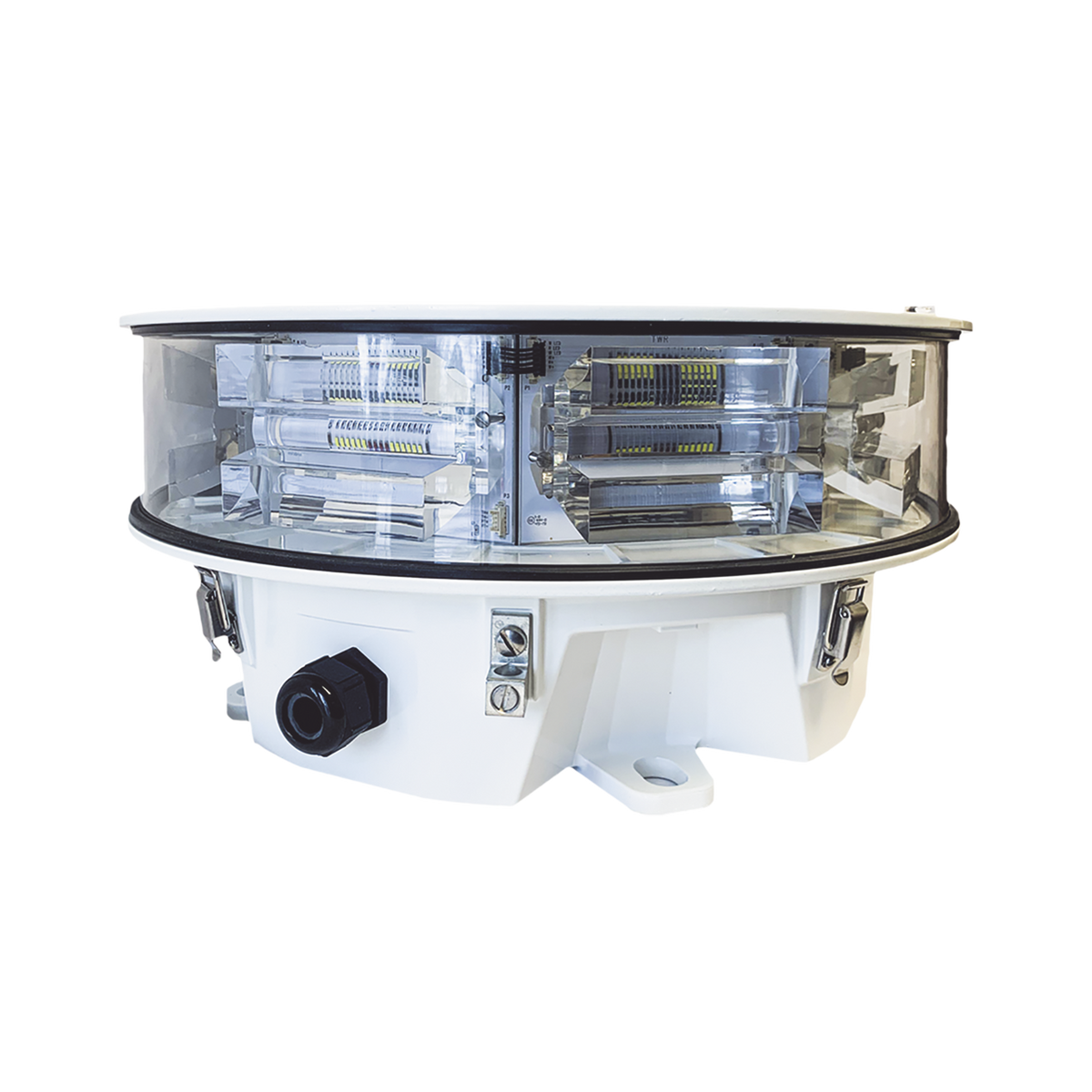 Luz de Obstáculo Media Intensidad FAA LONESTAR / Tipo L864-L865 / 20.000 cd Blanco - 2.000 cd Rojo / 360° Cobertura Horizontal / Infrarrojo 246 mW/sr / Sincronización GPS Opcional / Garantía 5 Años