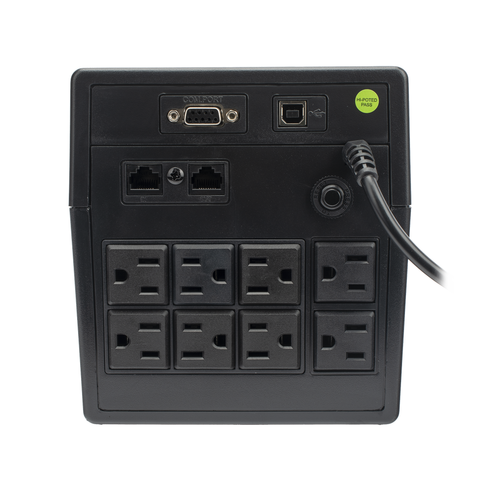 UPS 1000VA/600 W Línea Interactiva 120Vca / 8 tomas 5-15R (6 Respaldadas) / Regulación de Voltaje / Protección RJ45
