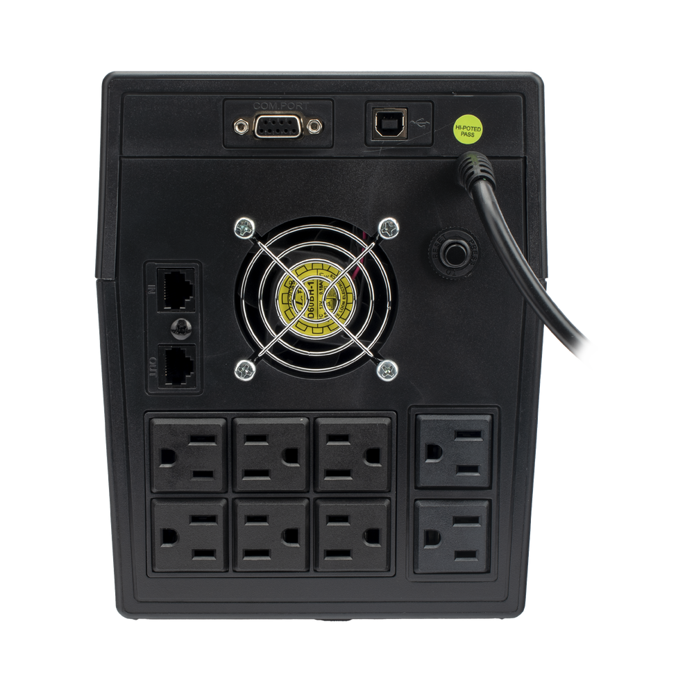 UPS 1500VA/900 W Pantalla LCD / Línea Interactiva 120Vca / 8 tomas 5-15R (6 Respaldadas) / Regulación de Voltaje / Protección RJ45