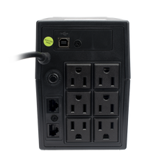 UPS 800VA/480 W Línea Interactiva 120Vca / 6 tomas 5-15R (4 Respaldadas) / Regulación de Voltaje / Protección RJ45